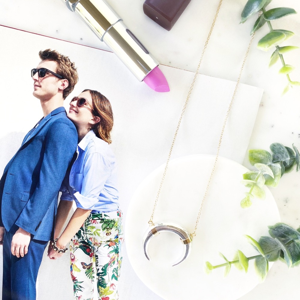 "Kinsey" Necklace || Silver & Gold Horn Pendant